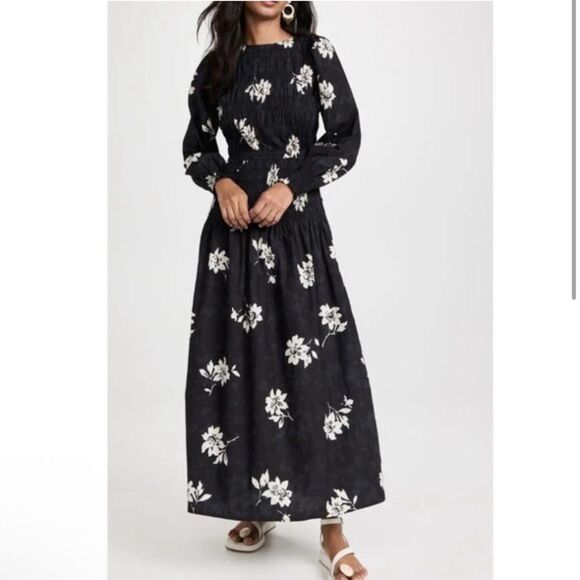 NEW Apiece Apart Tuva Maxi Dress Placement Floral Black Size XS - Picture 2 of 14